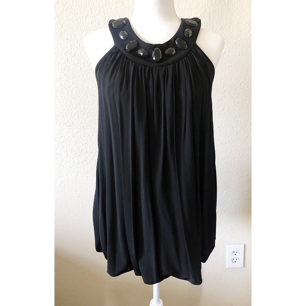 Black Dress with a Pretty Neckline accents